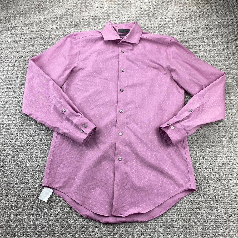 Calvin Klein Dress Shirt Men 15 32/33 Pink Button Up Slim Fit Non-Iron Formal